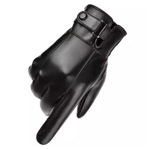 Gants d'hiver en cuir chauds et élégants pour hommes et femmes, imperméables à la neige, thermiques, compatibles avec les écrans tactiles, pour le cyclisme, la conduite estivale, le vélo, personnalisés, noirs - Product Image 3