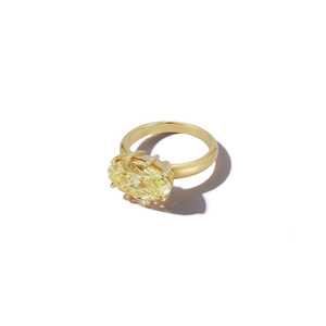 Bague de fiançailles en or véritable 10k 14k 18k avec diamant jaune ovale de 5 carats, clarté VS, certifié IGI, finition brossée, pour mariée - Product Image 2