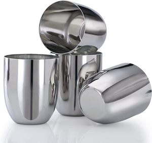 Vaso de Agua de Acero Inoxidable con Acabado Pulido Brillante, Artículo de Cocina para Uso Diario - Product Image 1