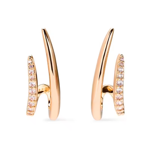 Boucles d'oreilles grimpantes modernes en or rose 14K avec diamants de laboratoire, deux crochets, style statement - Product Image 3