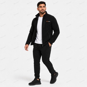 Tiierwear <b>Men's</b> <b>Black</b> Polar <b>Fleece</b> <b>Jacket</b> Stand Collar Zip-Up Windproof Casual Winter Quick Dry Breathable Eco-Friendly 100% - Product Image 3