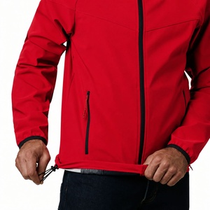 Blouson bomber en polaire rouge pour homme, coupe-vent, fermeture éclair, décontracté, pour l'automne, coupe classique, couleur unie, extérieur en polyester, devant en toile - Product Image 3