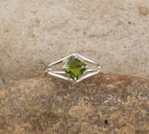 Minimalist 925 Sterling Silver Peridot Wedding <b>Ring</b> for Women Dainty <b>Plain</b> Band Thin Stackable Fine Jewelry - Product Image 2