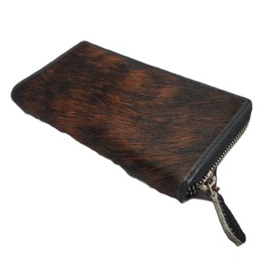 Portefeuilles longs à fermeture éclair en cuir véritable et fourrure animale Hairon pour femmes, porte-cartes, pochettes RFID, sacs à main vintage pour dames, export en gros - Product Image 1