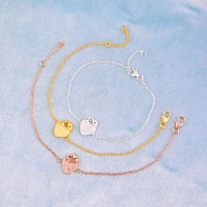 Handmade Solid 925 Silver 18k Gold 10mm Blank Bezel Cup Mother Baby Chain Bracelet Setting 7.5 Inch DIY Jewelry Findings - Product Image 5