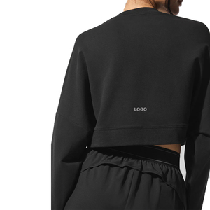 Premium Cropped Crew Neck Pullover and Sports Shorts Set Women Soft Knit and Performance Activewear Women 2 Piece Set Custom OEM - Product Image 6