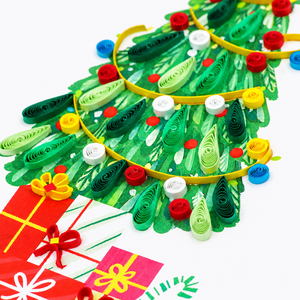 Carte de vœux personnalisée en quilling motif sapin de Noël, papeterie de Noël en gros, carte de vœux faite à la main, fabricant OEM/ODM - Product Image 3