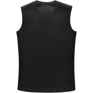 Men's <b>Black</b> V-Neck Sleeveless <b>Tank</b> <b>Top</b> Solid <b>Knitted</b> Anti-Uv 100% Polyester Digital Printing Sporty - Product Image 1
