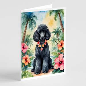 Lunatique A7 Taille 5x7 Caniche Noir Luau Cartes De Voeux Pack de 8 Cartes De Note Vierges avec Enveloppes - Product Image 1