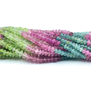 Cuentas de piedras preciosas de turmalina natural lisa de 4-5mm y 14 pulgadas, Rondelle multiturmalina para la fabricación de joyas - Product Image 4