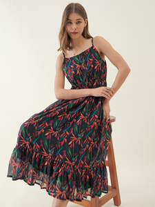 Vestido de Verano sin Mangas con Estampado Floral Negro de Alta Calidad para Mujer, para Usar en la Playa o Diariamente, Precio de Venta para Exportación - Product Image 6