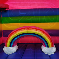 Château Gonflable Commercial Combo Toboggan Aquatique et Trampoline Licorne