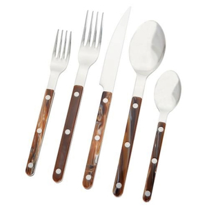 Plated 5 Piece Stainless Steel Flatware <b>Set</b> Bone Handle Cutlery <b>Set</b> <b>Fork</b> Spoon <b>Knife</b> for Wedding Tablee - Product Image 4