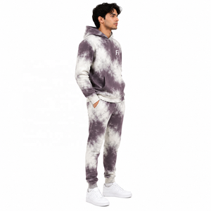 Heavyweight Tie-Dye Hoodies Set Oversized Fit Cotton French Terry Casual Sweatshirt With Pocket Front Logo <b>Tracksuit</b> Bulk orders - Product Image 2