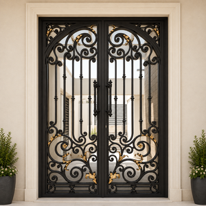 Portes d'entrée en fer forgé sur mesure, conçues pour les entrées de maisons de luxe, avec des designs élégants, une sécurité supérieure et une durabilité accrue - Product Image 2