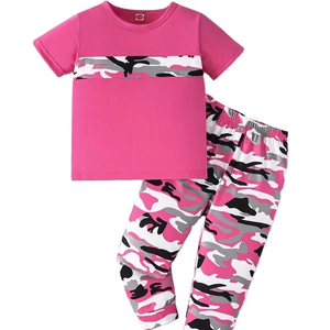 Nueva Llegada, Conjunto de Camiseta de Manga Corta y Pantalones para Niñas, Moda Infantil, Color Sólido, 100% Algodón, para Todas las Temporadas, al Aire Libre - Product Image 1