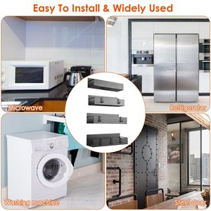 Juego de 4 Soportes Magnéticos para Especias con 8 Ganchos Extraíbles, Estante de Almacenamiento de Condimentos para Refrigerador, Microondas y Nevera - Product Image 6