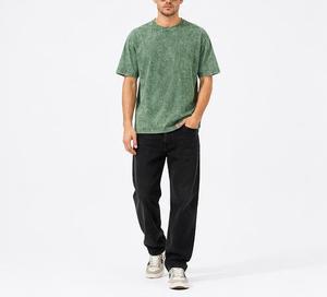 Camiseta de Manga Corta para Hombre, Corte Regular, Tie Dye, Cuello Redondo, Informal, Tejido de Punto, 100% Algodón Jersey, Transpirable, Verde Sólido - Product Image 2
