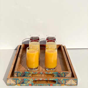 Plateau de service moderne minimaliste en bois d'acacia naturel poli de haute qualité OEM 2025, sans danger pour les aliments, décoration d'intérieur - Product Image 5