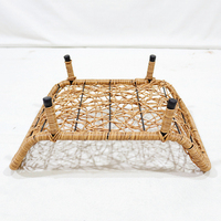 Canapé-lit pour animaux de compagnie en rotin, chaise longue incurvée pour chat, maison tissée pour animaux de compagnie avec coussin en fourrure blanche pour usage intérieur