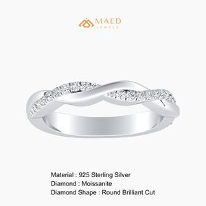 Anillo de Plata de Ley 925 con Moissanita Trenzada, Anillo de Boda con Diamantes, Joyería Fina, Anillo de Eternidad para Mujer - Product Image 6