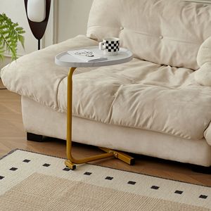 Small C-Shaped White <b>Side</b> <b>Table</b> <b>for</b> <b>Sofa</b> Nightstand <b>for</b> Bedroom or Cough Bed Nightstands Product Category - Product Image 1