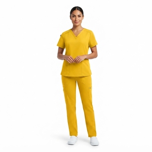 Conjunto de Uniformes Médicos Unisex con Cuello en V, Uniforme de Enfermera, Ropa de Trabajo para Hospital, Poliéster y Spandex, Cherokee OEM Personalizado - Product Image 4