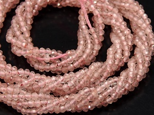 Cuentas de esfera facetadas de cuarzo rosa, 13 pulgadas, 2MM, aproximadamente, piedra Rondelle redonda suelta para fabricación de joyas, suministros de mayorista rosa - Product Image 4