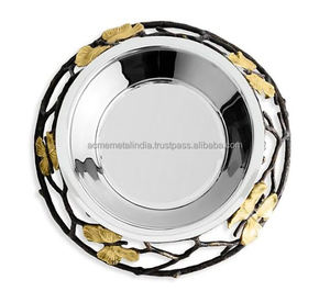 ชามเหล็กพร้อมก้านโลหะวัสดุซิลิโคนดีไซน์รูปใบไม้สีทองสำหรับใส่น้ำและอาหารสำหรับสัตว์เลี้ยงที่มีสไตล์ในประเทศ - Product Image 4