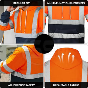 Sudadera Impermeable de Alta Visibilidad Naranja Reflectante, Ropa de Trabajo de Seguridad Clase 2 con Certificación ANSI y Logotipo Personalizado - Product Image 4
