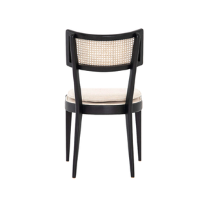 Contemporary Design Solid Wood Dining Armless Chairs Upholstered Dining Chair Rattan <b>Backrest</b> Black Wholesale Price - Product Image 3