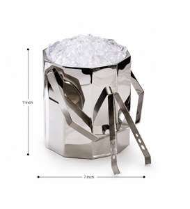 Seau à glace en acier inoxydable de style américain moderne avec pinces, conteneur isotherme pour la maison, le bar, les fêtes et les événements - Moontstar - Product Image 2