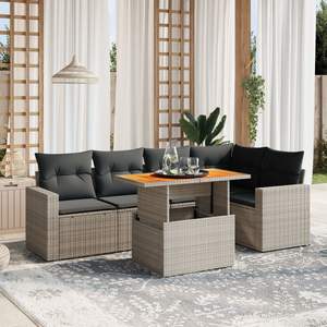 Conjunto de Sofá de Jardín de Ratán Gris con Cojines de Espuma de Alta Densidad, Muebles de Exterior de Diseño Contemporáneo, Ratán de PE Resistente a los Rayos UV - Product Image 3