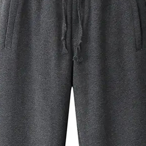Pantalon de survêtement gris foncé pour homme, taille élastique avec cordon de serrage, décontracté, poches latérales, en coton tricoté, poids moyen, pour l'automne - Product Image 5