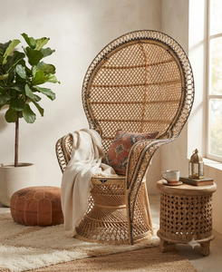 Silla de Ratán Natural Hecha a Mano, Muebles Modernos y Elegantes para Decoración de Sala de Estar de Villa, Decoración para Bodas y Eventos - Product Image 5