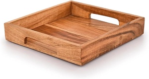 Plateau de rangement et de service carré élégant avec poignées découpées pour une prise en main facile, côtés profonds, design peu encombrant, idéal pour la cuisine et la salle à manger - Product Image 3