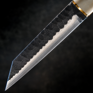 Cuchillo Japonés Hecho a Mano de Acero con Alto Contenido de Carbono, Hoja Fija con Mango de Madera de Ébano y Hueso, Funda de Cuero Genuino, Precio al por Mayor - Product Image 2
