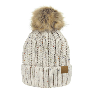 Gorro de punto unisex con pompón de piel sintética, color sólido, cálido para invierno, informal, para exteriores, para adultos, 56-58 cm - Product Image 3