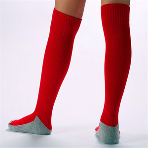 Calcetines deportivos hasta la rodilla, color azul sólido, transpirables, de spandex y poliéster, para adultos, de verano, personalizables, para fútbol, para hombre. - Product Image 6