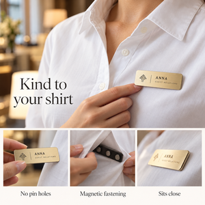 Badge magnétique personnalisé en métal pour personnel, étiquette nominative pour hôtel, bureau, uniforme, vente en gros - Product Image 4