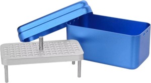Boîte de rangement endodontique rectangulaire en acier inoxydable avec 72 trous et couvercle pour l'organisation des instruments dentaires DE-2693 - Product Image 2