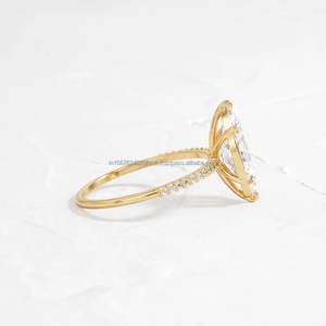 IGI/GIA Lab Grown Cut Diamond Vintage 14K Anillo de boda/compromiso amarillo Unisex Oro blanco fino para fiesta de aniversario-Worthy - Product Image 4
