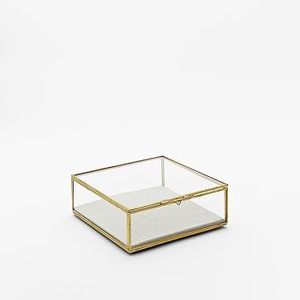 Hexagonal Glass Jewelry <b>Box</b> with Metal Frame Clear Display Case for Necklace Ring Storage <b>Vanity</b> Desk Use - Product Image 5