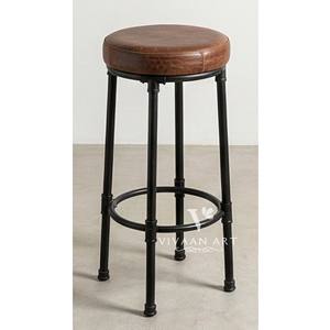 Elegante Taburete de Bar de Madera Estilo Rústico Tradicional con Asiento Acolchado y Reposapiés para Apartamento, Dormitorio, Hogar, Restaurante, Cafetería - Product Image 3