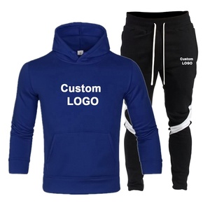 Customable Men's Fitness Plain Pullover Hooded Kangaroo Pocket Track Suit Active Body Fit Solid Color Hoodie Blank Sweat Suit - Product Image 3