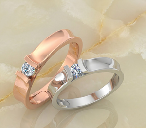 แหวนคู่เพชรทรงบริลเลียนต์เคลือบทอง 18K 14K แบบมินิมอล สำหรับผู้ชายและผู้หญิง เหมาะสำหรับงานหมั้นและงานแต่งงาน - Product Image 1