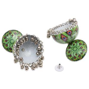 Boucles d'oreilles pendantes Jhumka traditionnelles plaquées argent - E3325G - Product Image 4