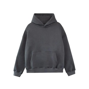 Sweat à capuche noir de qualité supérieure coupe ample Type sweat à capuche en laine pour filles et garçons portent le pull le plus tendance imprimé uni - Product Image 1