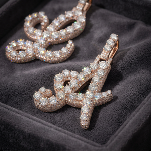 Colgante de Letra A Chapado en Oro Rosa con Moissanita de Corte Brillante y Engaste Pavé, Joyería Unisex Estilo Hip Hop para Fiesta, Regalo - Product Image 3