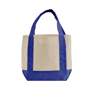 Sac fourre-tout en toile crème moyen réutilisable pour cadeaux et courses, avec poignées d'épaule rouges, poche avant, soufflet et impression de logo personnalisé, écologique - Product Image 5